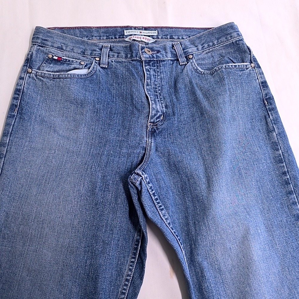 Tommy Hilfiger Jeans Women 12L Blue Classic Boot High Rise Medium Wash Denim